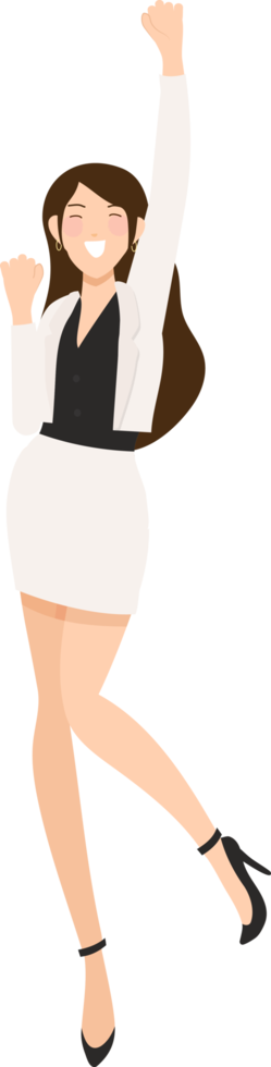 succès heureux femme d'affaires en costume blanc png