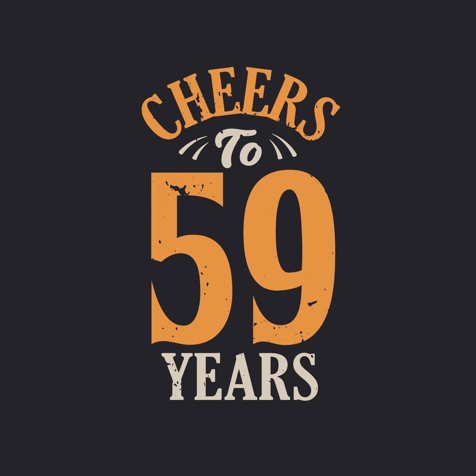 Saludos a los 59 años, celebración del 59 cumpleaños. vector