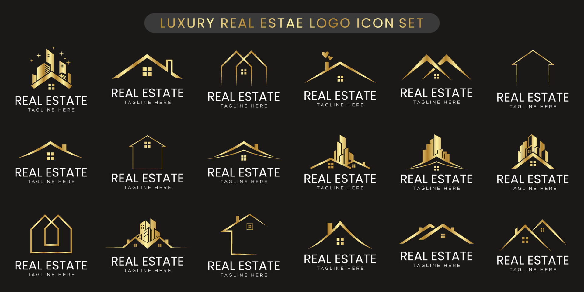 Collection of creative luxury real estate logo design icon templates