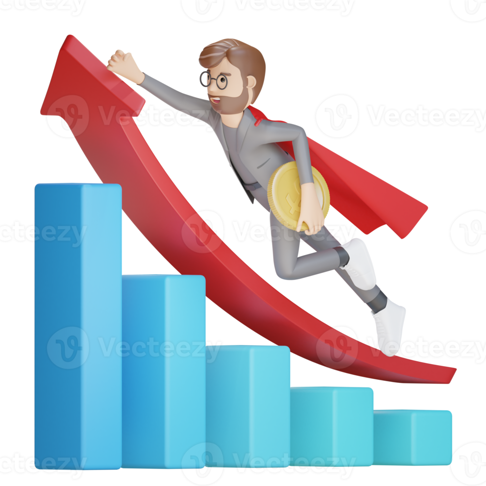 3d businessman character financial increase png