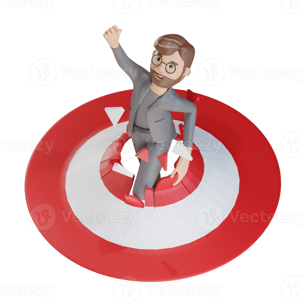 3d businessman character reach the target png