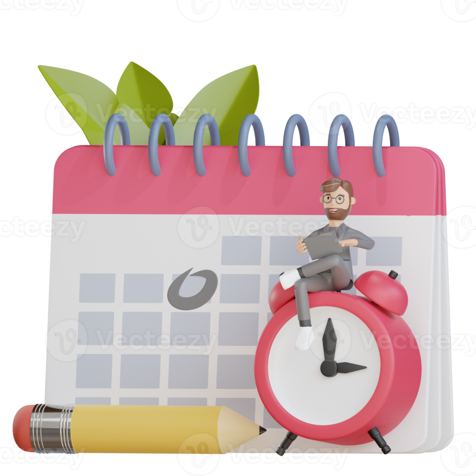 3d businessman character time management png