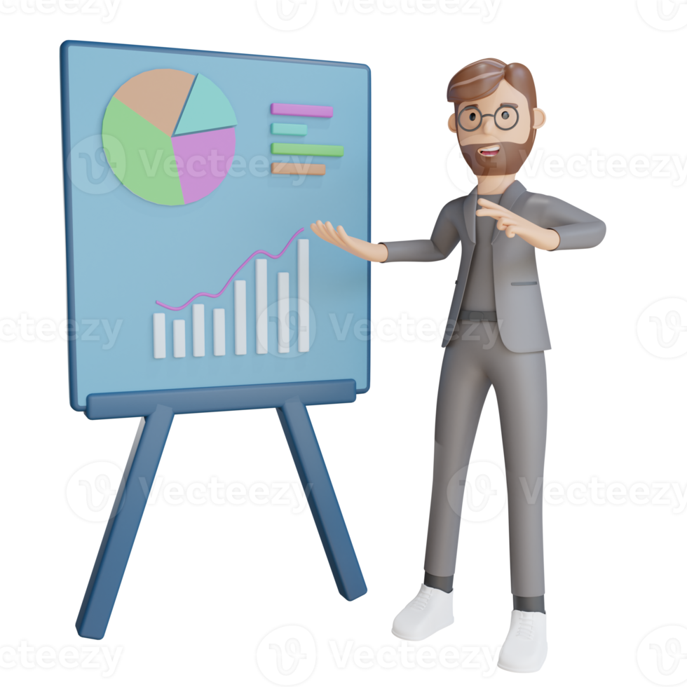 3d businessman character is presenting png
