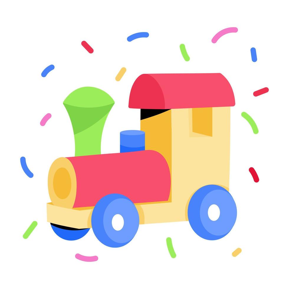 Get this flat sticker of toy train vector