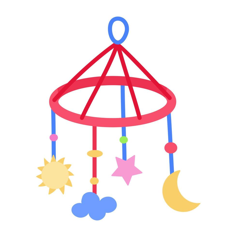 A handy flat sticker of baby rattle vector