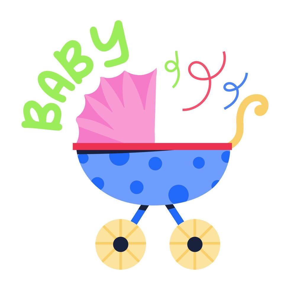 A trendy flat sticker of baby stroller vector