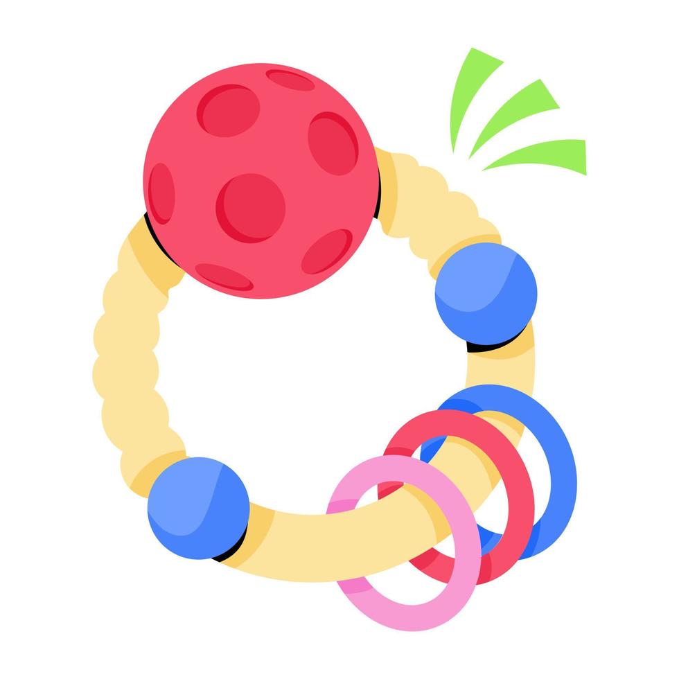 A handy flat sticker of baby rattle vector