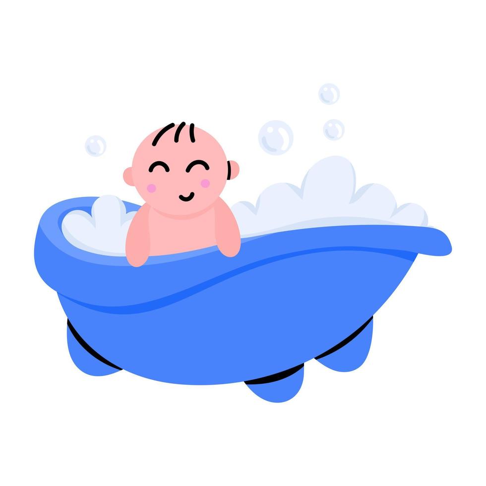 Download flat sticker of baby bath vector