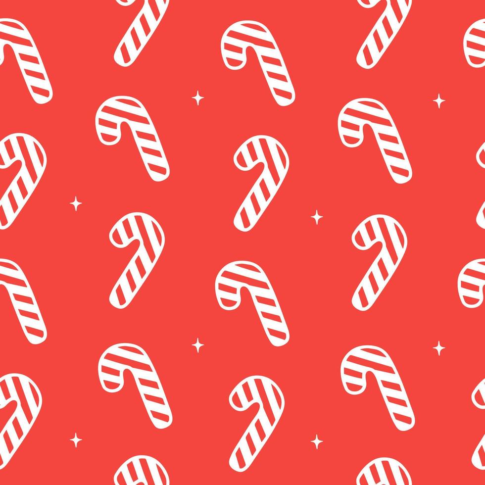 patrón sin costuras con caramelo de bastón de caramelo de navidad. Fondo de vacaciones de invierno de Navidad rojo y blanco. textura sin fin para papel de regalo, papel tapiz, banner web, papel de regalo y patrón de tela vector