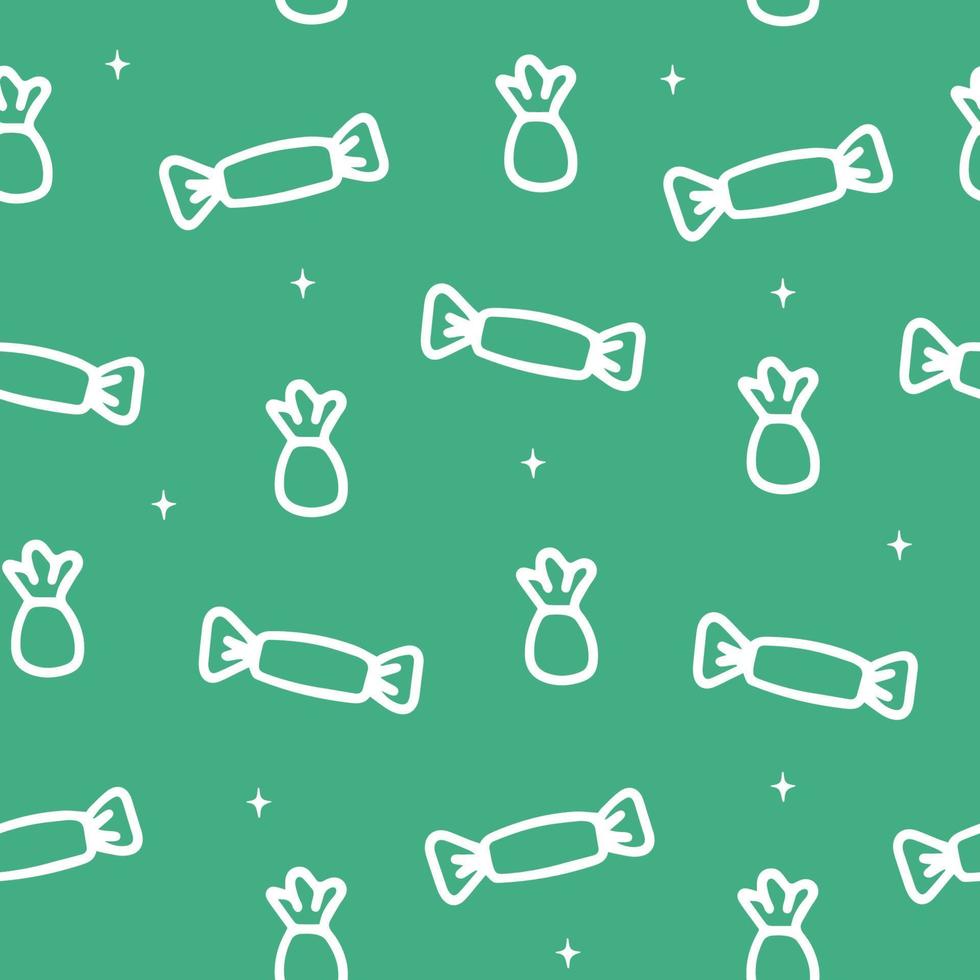 Seamless pattern with candies. Green and white X-mas winter holiday background. Endless texture for gift wrap, wallpaper, web banner, wrapping paper and fabric pattern vector