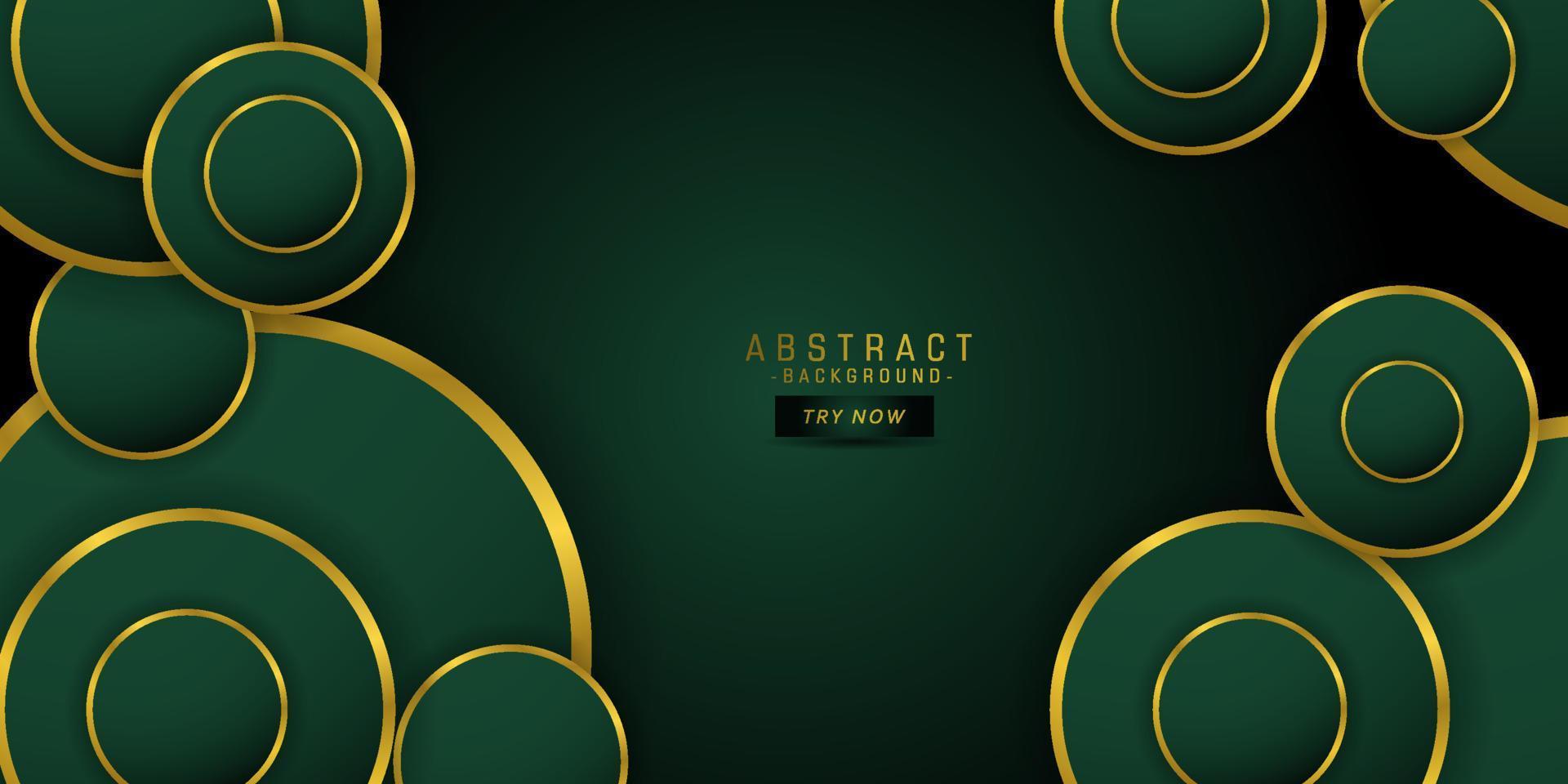 fondos de lujo de color verde oscuro vectorial abstracto moderno con gráficos de círculo geométrico y elementos de línea dorada para afiches, volantes, tableros digitales y diseño conceptual.eps10 vector