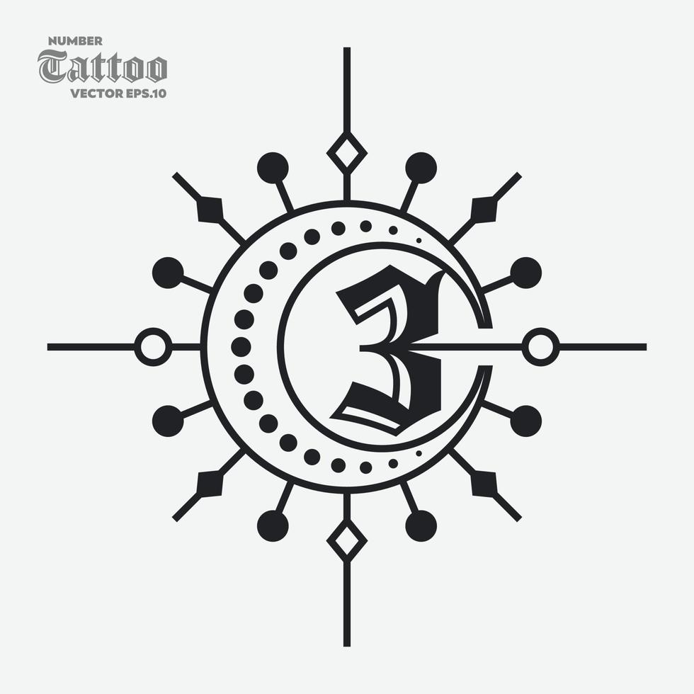 logotipo de tatuaje número 3 vector
