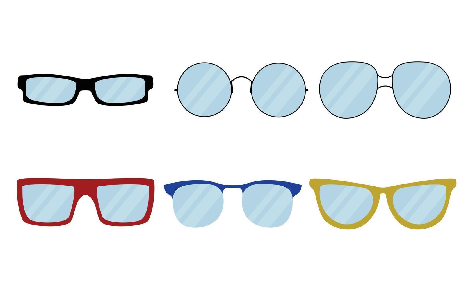 Set of glass with diferent frame for people with poor eyesight. Vector illustration