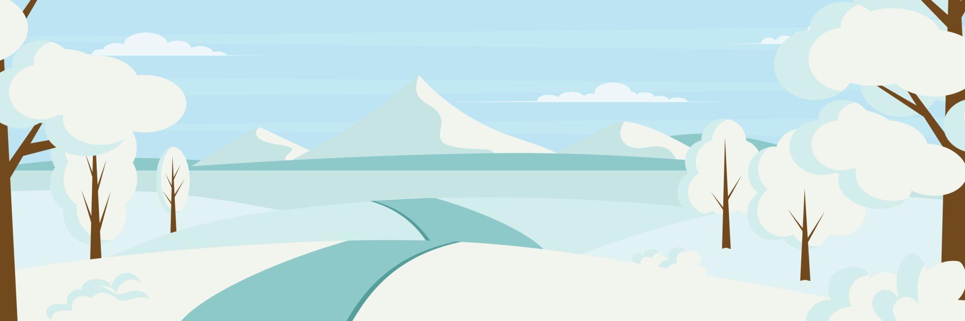 invierno naturaleza paisaje fondo claro con nieve en los árboles. ilustración vectorial vector