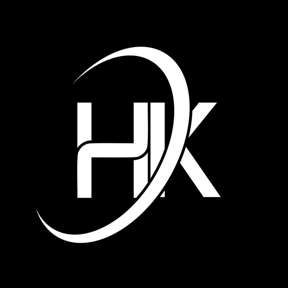 HK logo. H K design. White HK letter. HK letter logo design. Initial letter HK linked circle uppercase monogram logo. vector