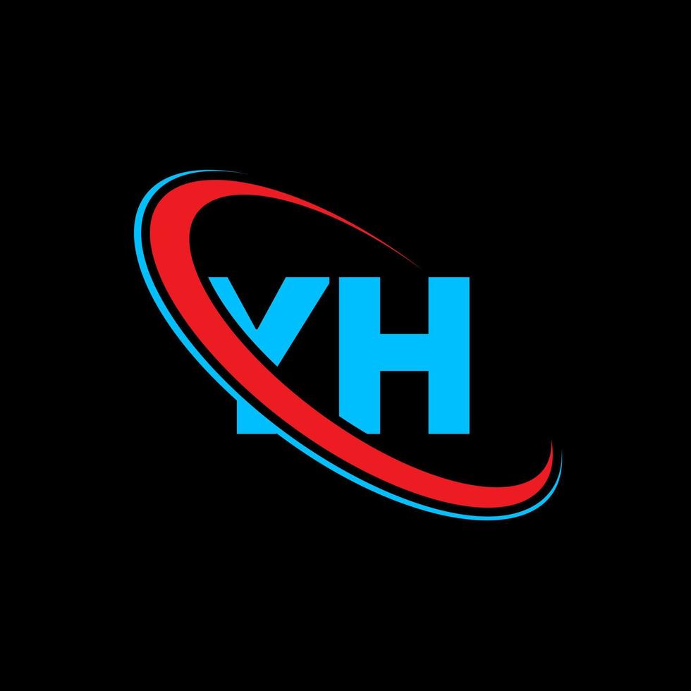 logotipo de yh. yh diseño. letra yh azul y roja. diseño del logotipo de la letra yh. letra inicial yh logotipo del monograma en mayúsculas del círculo vinculado. vector