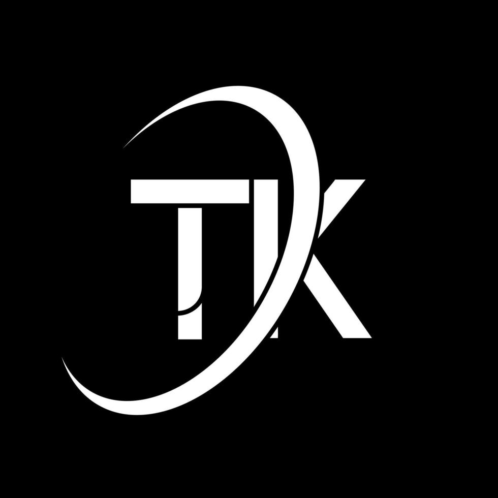 TK logo. T K design. White TK letter. TK letter logo design. Initial letter TK linked circle uppercase monogram logo. vector