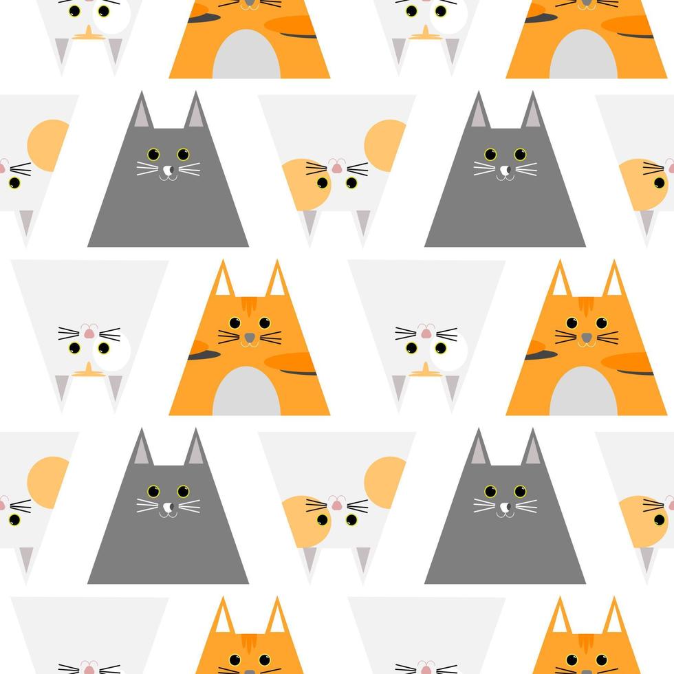 Vector background seamless pattern of cat on white background.