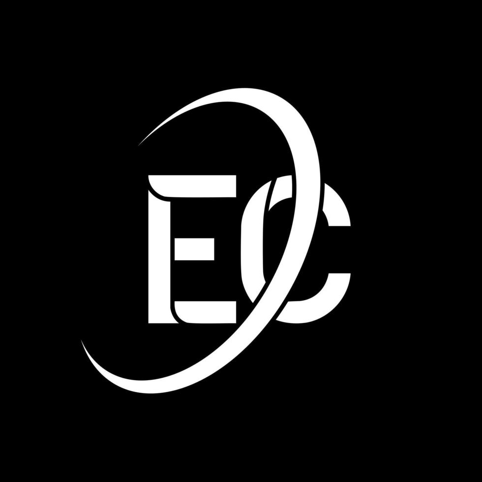 EC logo. E C design. White EC letter. EC letter logo design. Initial letter EC linked circle uppercase monogram logo. vector