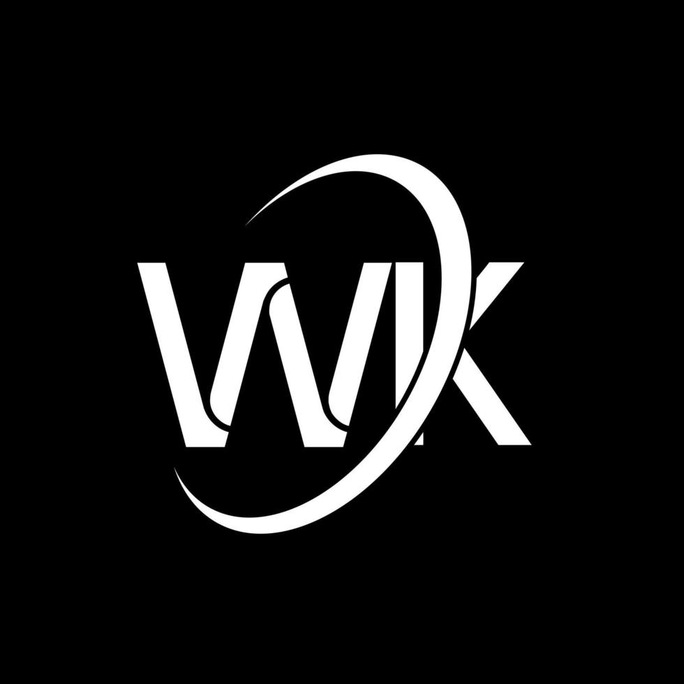 WK logo. W K design. White WK letter. WK letter logo design. Initial letter WK linked circle uppercase monogram logo. vector