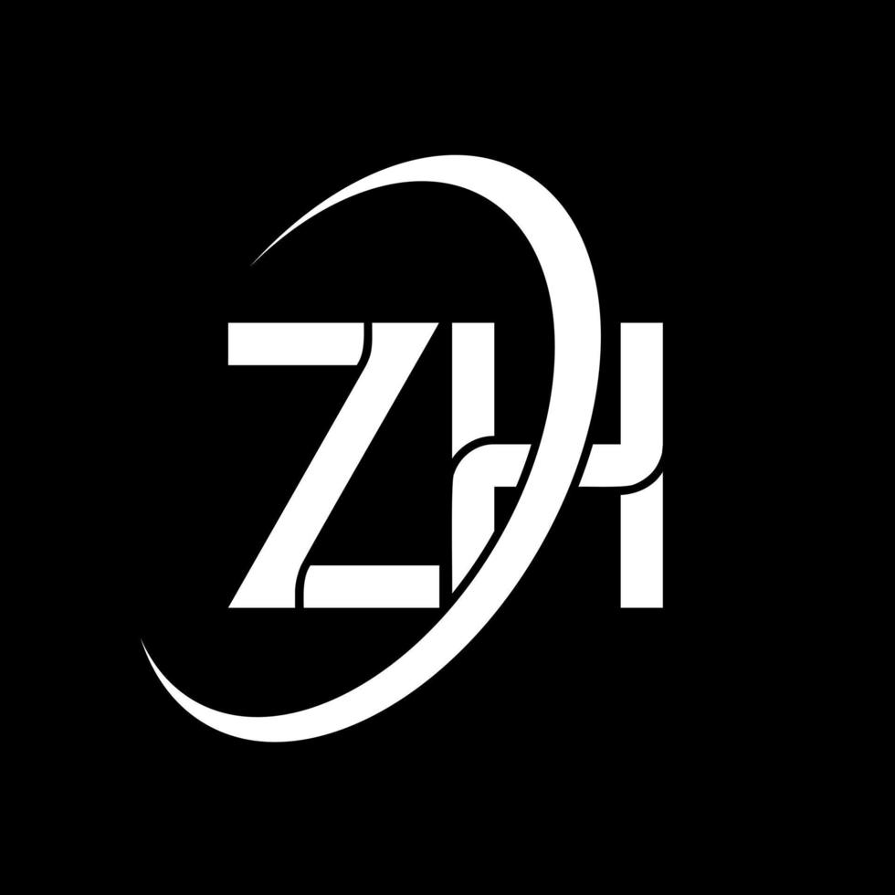 logotipo de zh. diseño zh. letra zh blanca. diseño del logotipo de la letra zh. letra inicial zh logotipo del monograma en mayúsculas del círculo vinculado. vector