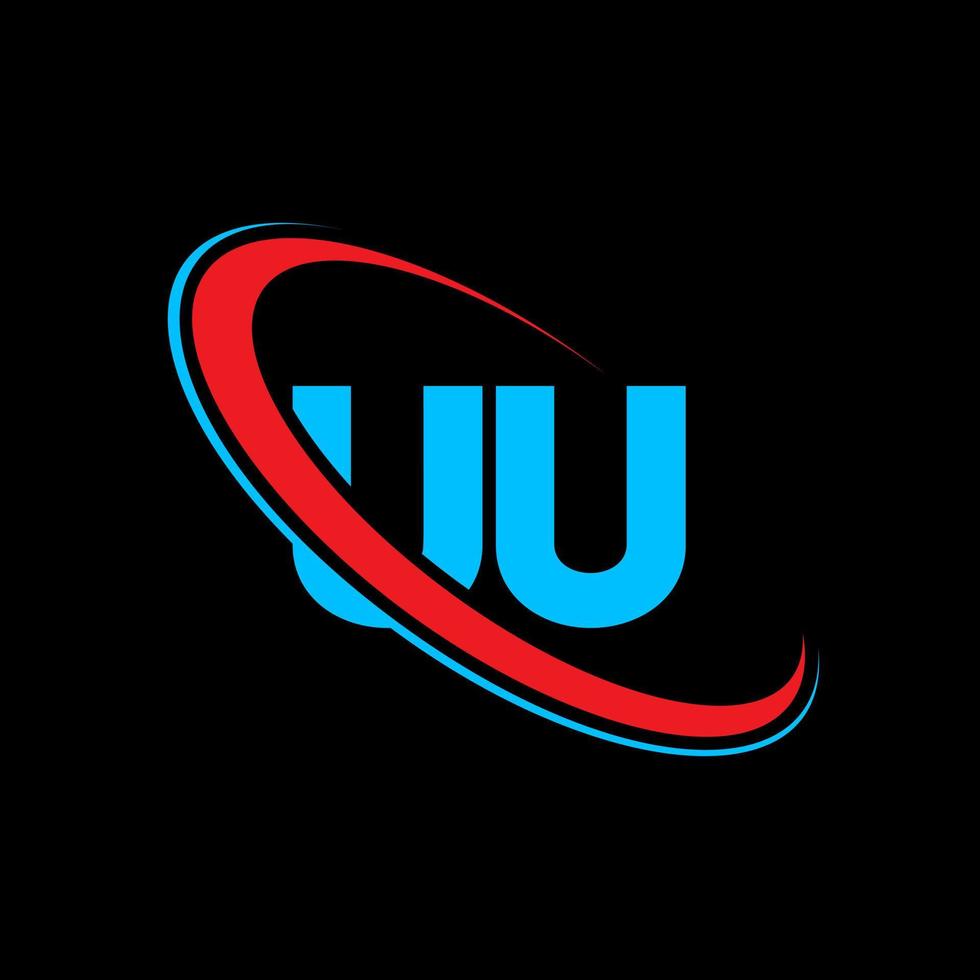 UU logo. UU design. Blue and red UU letter. UU letter logo design. Initial letter UU linked circle uppercase monogram logo. vector