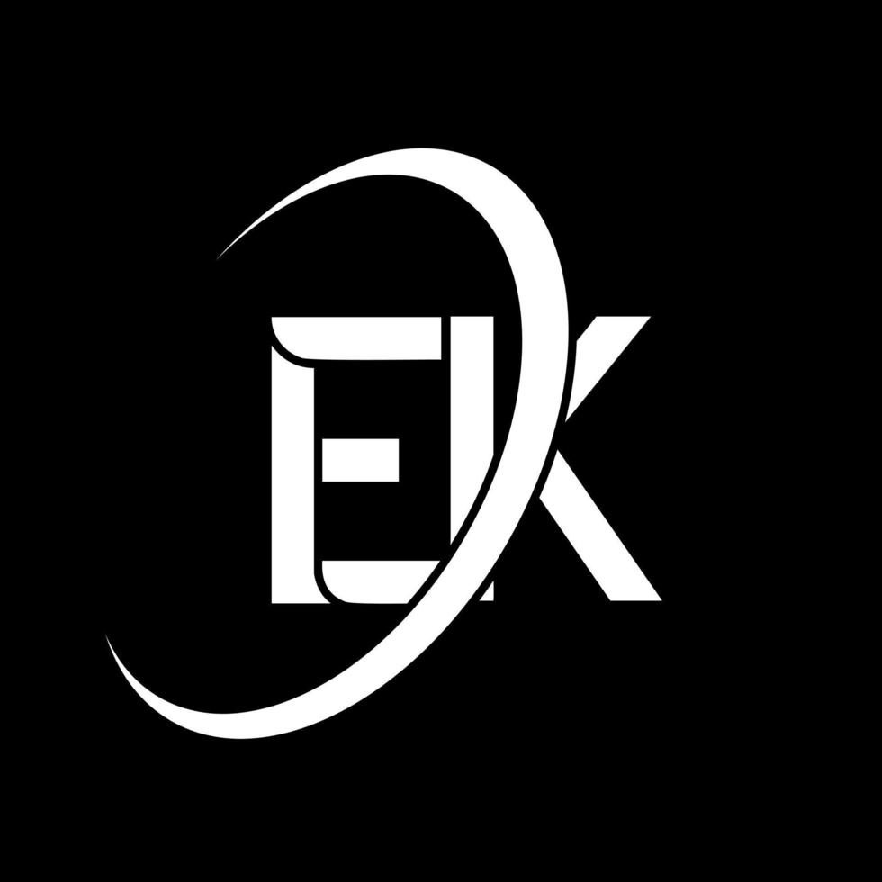 EK logo. E K design. White EK letter. EK letter logo design. Initial letter EK linked circle uppercase monogram logo. vector