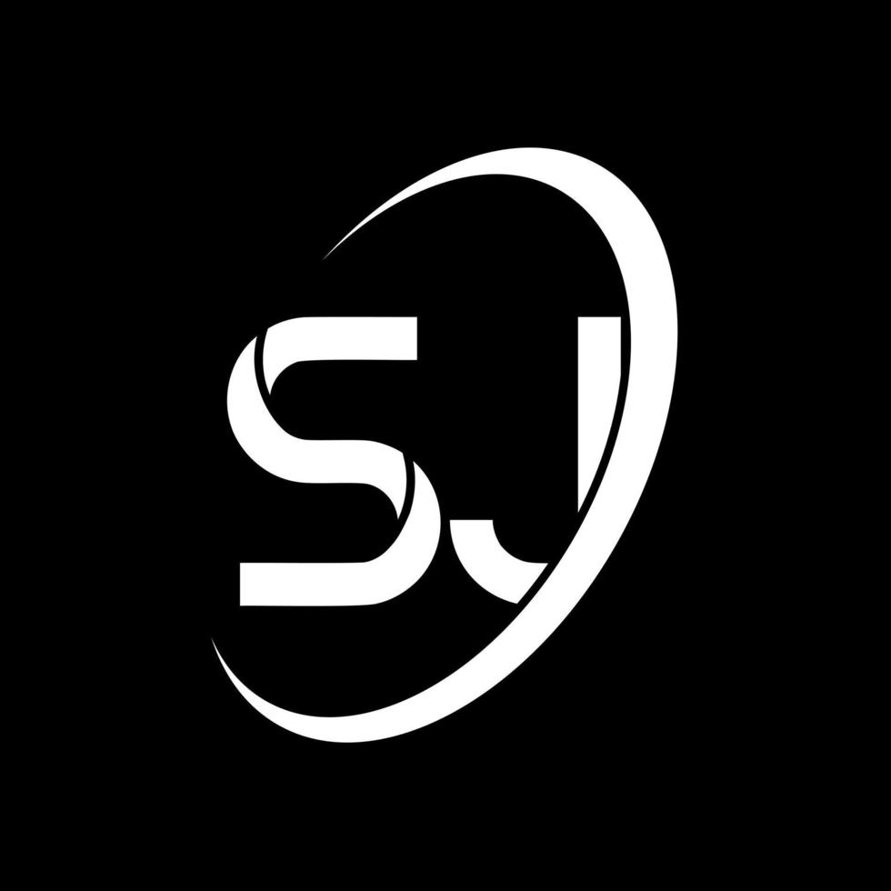 SJ logo. S J design. White SJ letter. SJ letter logo design. Initial letter SJ linked circle uppercase monogram logo. vector