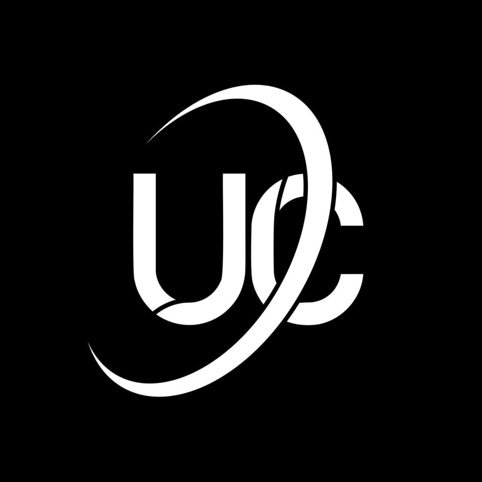 UC logo. U C design. White UC letter. UC letter logo design. Initial letter UC linked circle uppercase monogram logo. vector