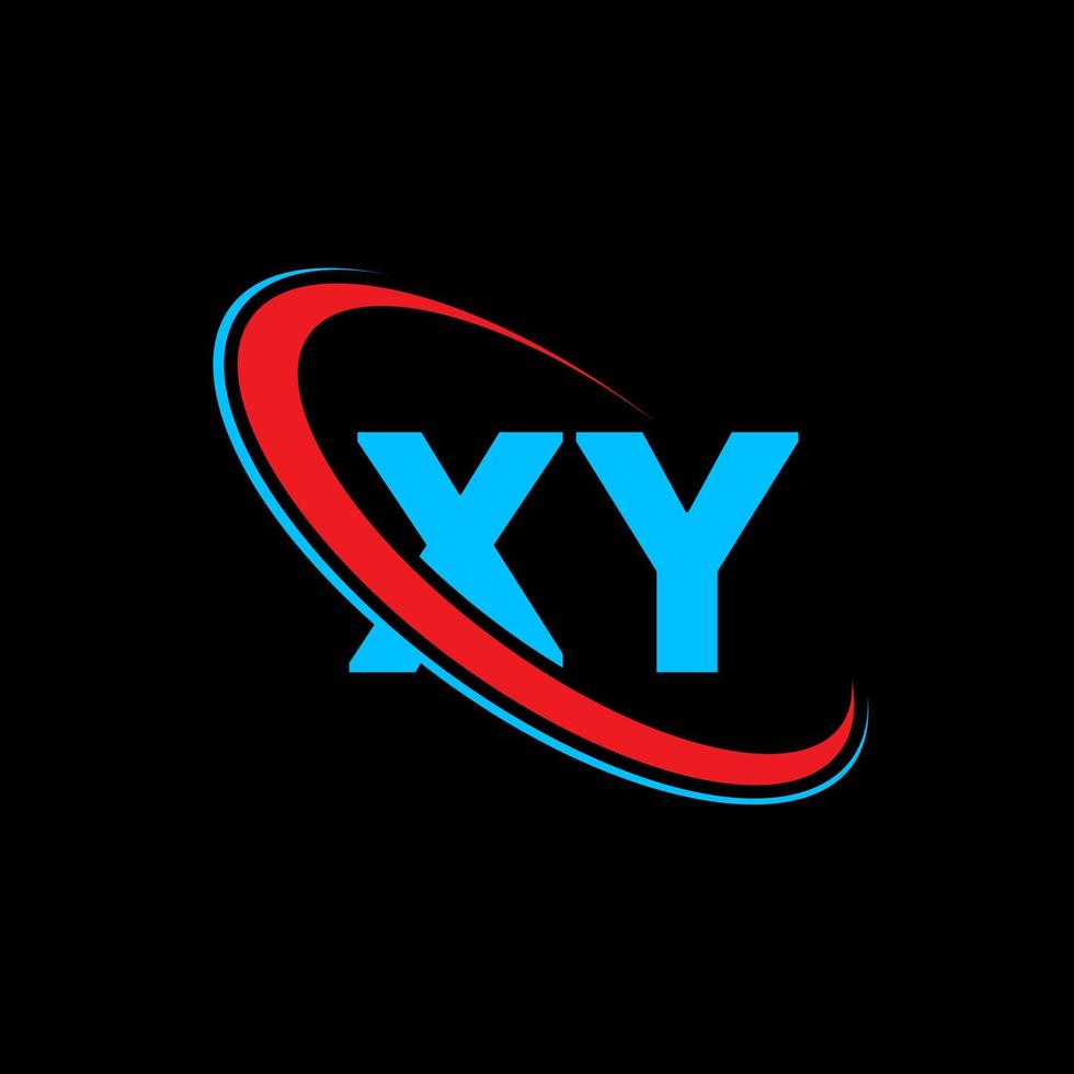XY logo. XY design. Blue and red XY letter. XY letter logo design. Initial letter XY linked circle uppercase monogram logo. vector