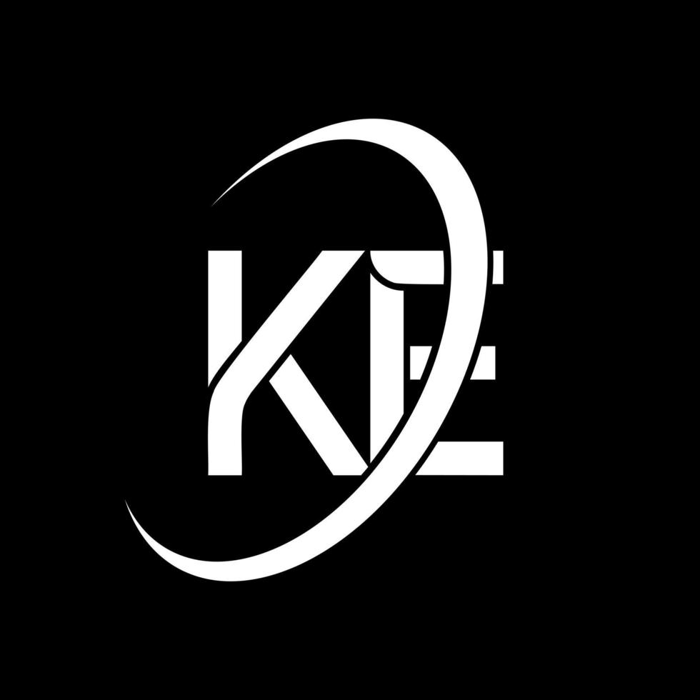 KE logo. K E design. White KE letter. KE letter logo design. Initial letter KE linked circle uppercase monogram logo. vector