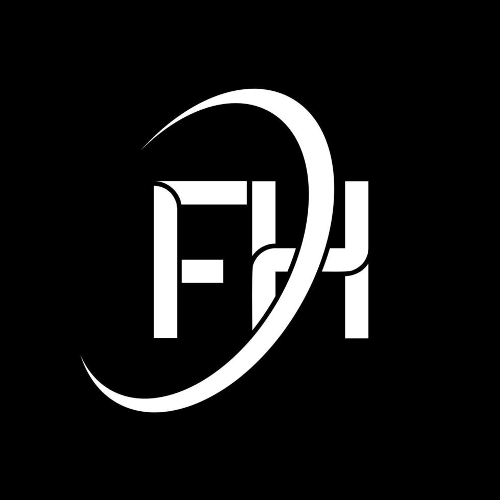 logotipo de f.h. diseño f.h. letra fh blanca. diseño del logotipo de la letra fh. letra inicial fh logotipo del monograma en mayúsculas del círculo vinculado. vector