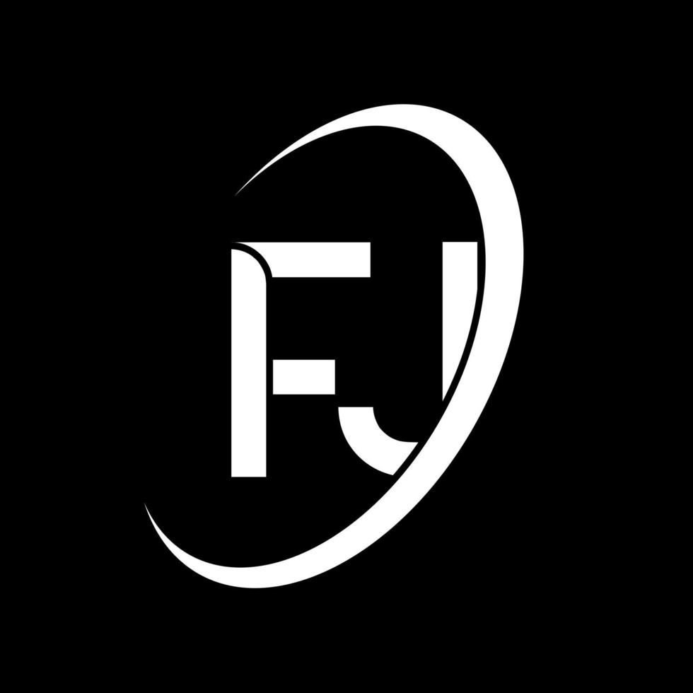 logotipo de f.j. diseño fj. letra fj blanca. diseño del logotipo de la letra fj. letra inicial fj círculo vinculado logotipo de monograma en mayúsculas. vector