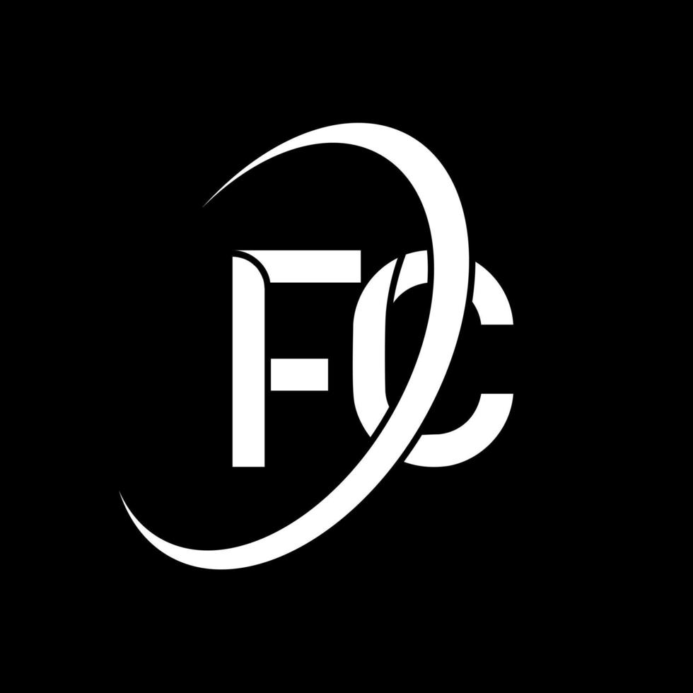 FC logo. F C design. White FC letter. FC letter logo design. Initial letter FC linked circle uppercase monogram logo. vector