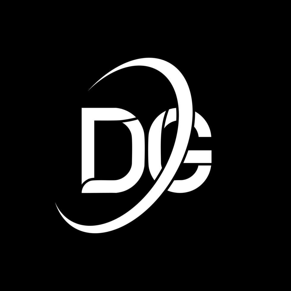 logotipo de la DG. diseño dg. letra dg blanca. diseño del logotipo de la letra dg. letra inicial dg círculo vinculado logotipo de monograma en mayúsculas. vector