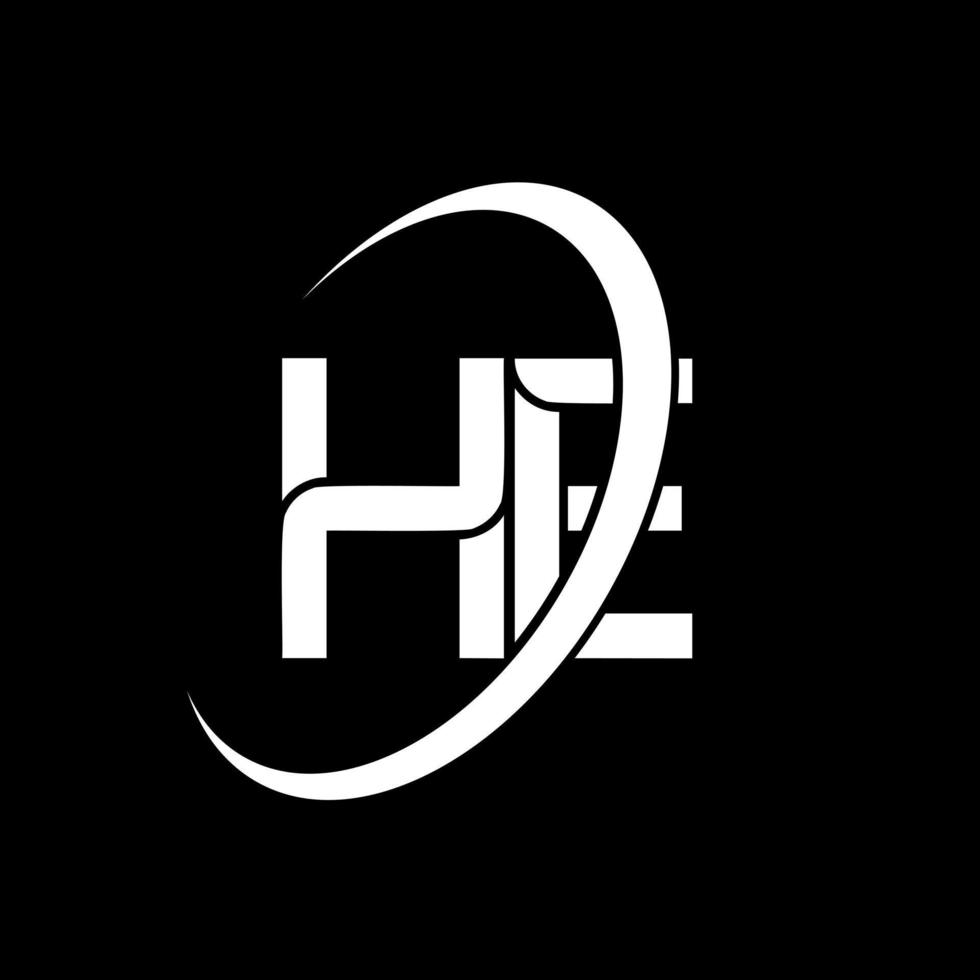 HE logo. H E design. White HE letter. HE letter logo design. Initial letter HE linked circle uppercase monogram logo. vector
