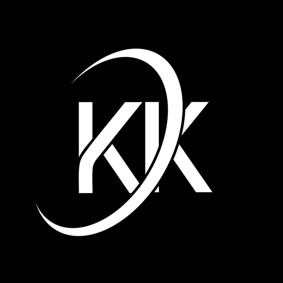 logotipo de kk. diseño kk. letra kk blanca. diseño del logotipo de la letra kk. letra inicial kk círculo vinculado logotipo de monograma en mayúsculas. vector