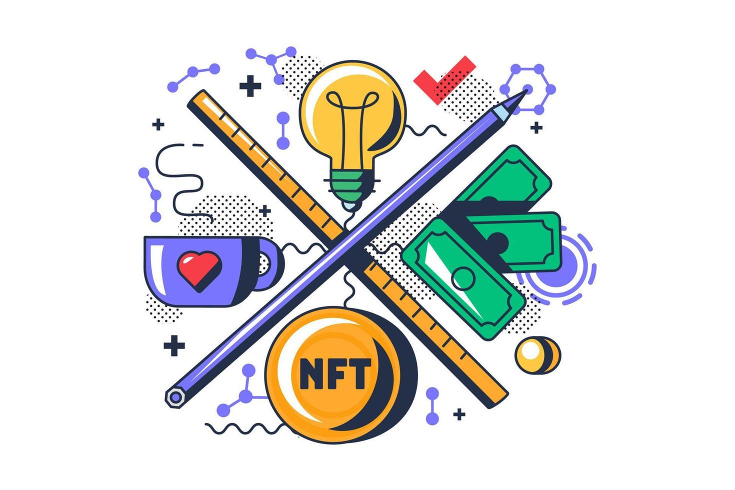 Nft blockchain financial project developing vector