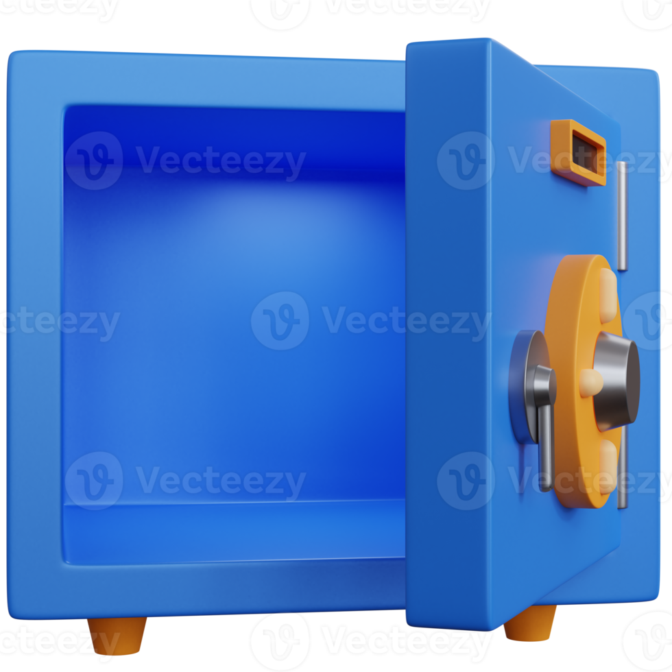 3d rendering empty money safe box isolated png