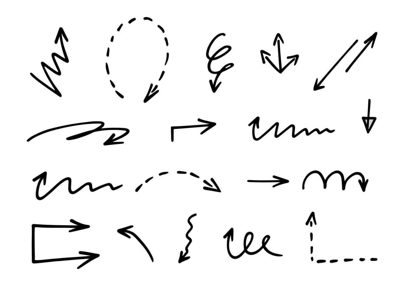 Vector set of hand drawn arrows, elements for presentation