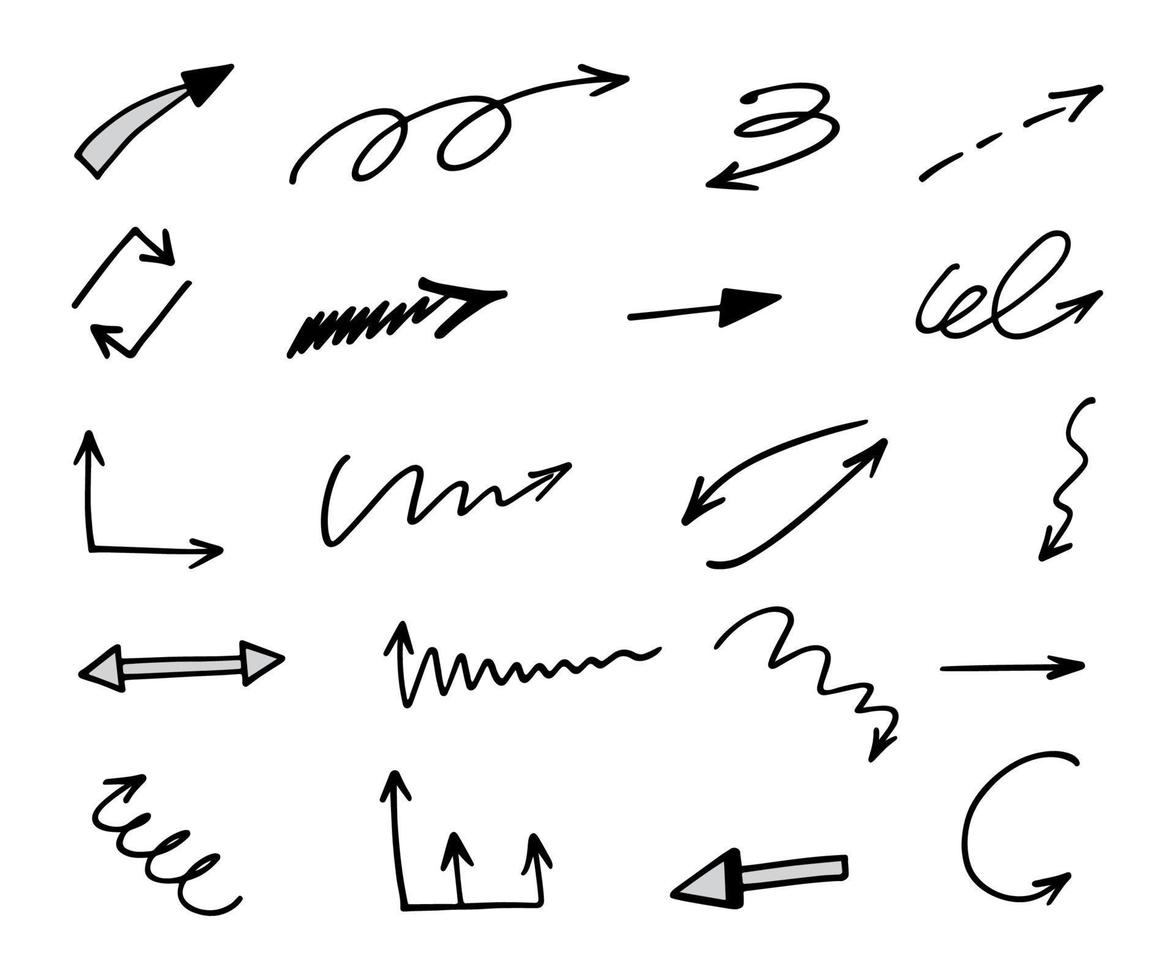 Vector set of hand drawn arrows, elements for presentation