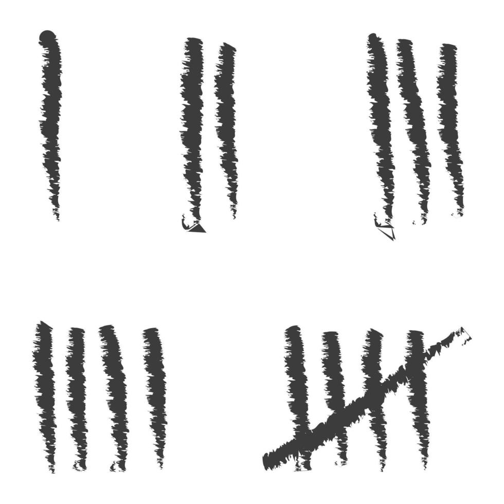 hand drawn prison wall sticks lines counter in doodle style vector