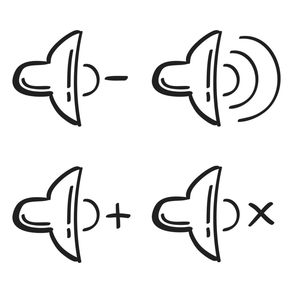 hand drawn sound speakers symbol in doodle style vector