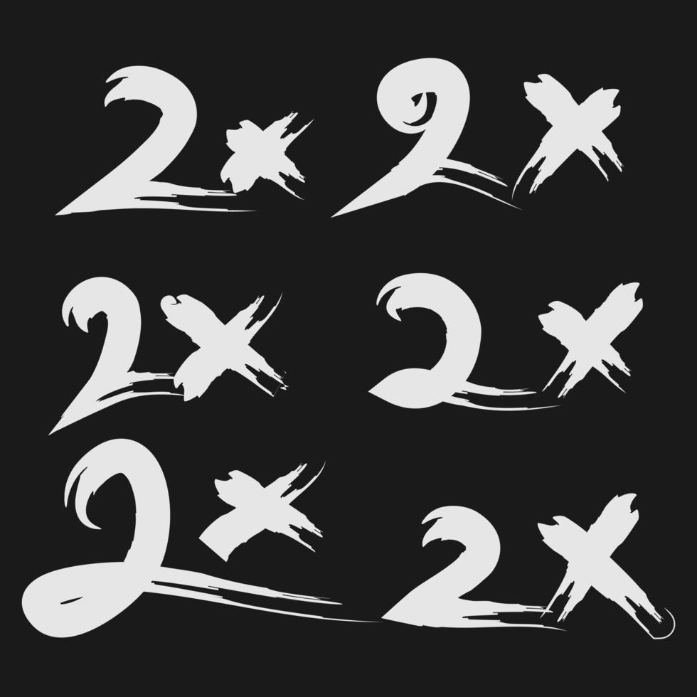 hand drawn 2x icon text letter, double faster symbol in doodle style vector