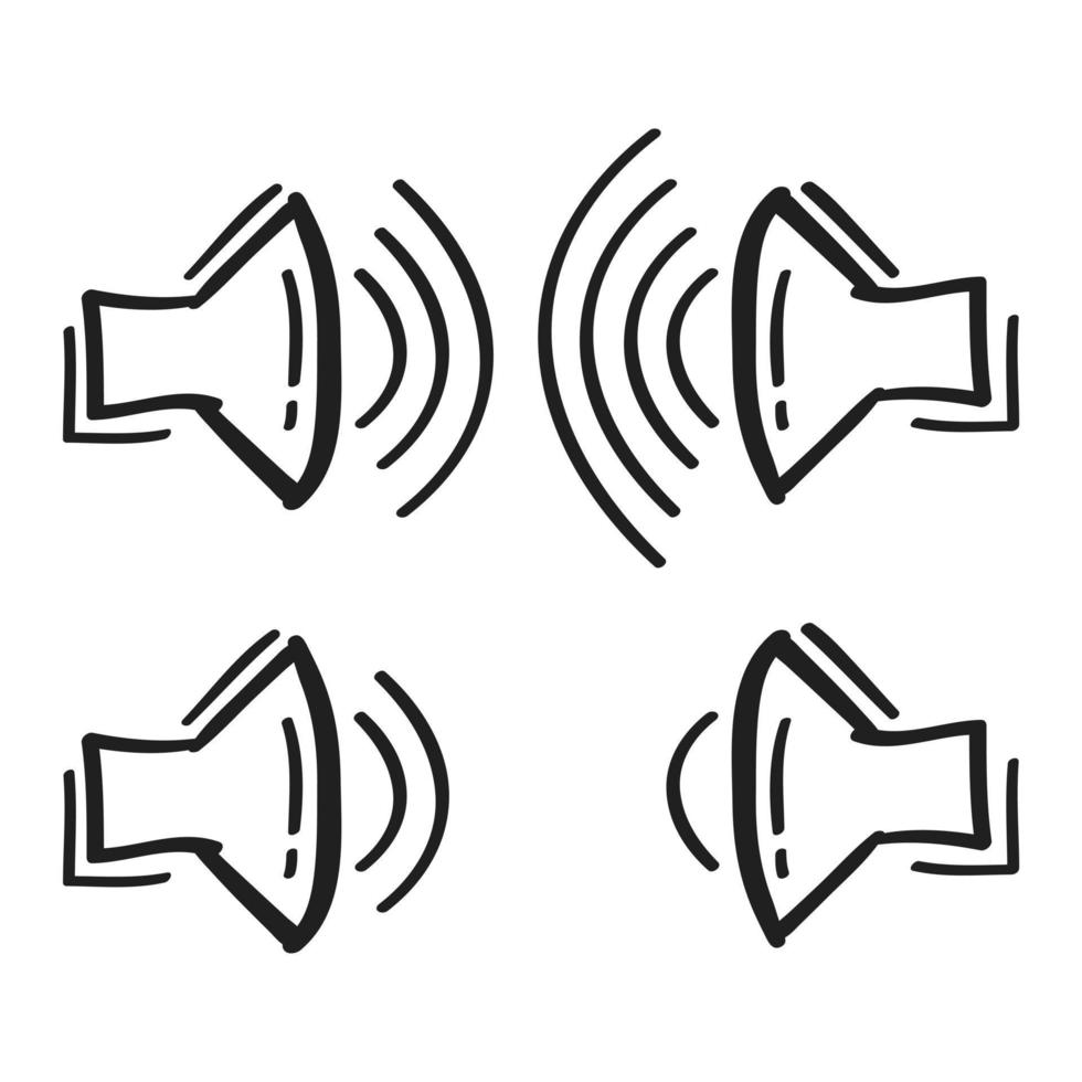 hand drawn sound speakers symbol in doodle style vector