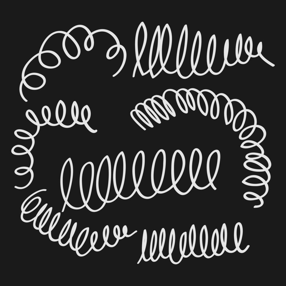 hand drawn spiral spring. Flexible coils, wire springs and metal coil