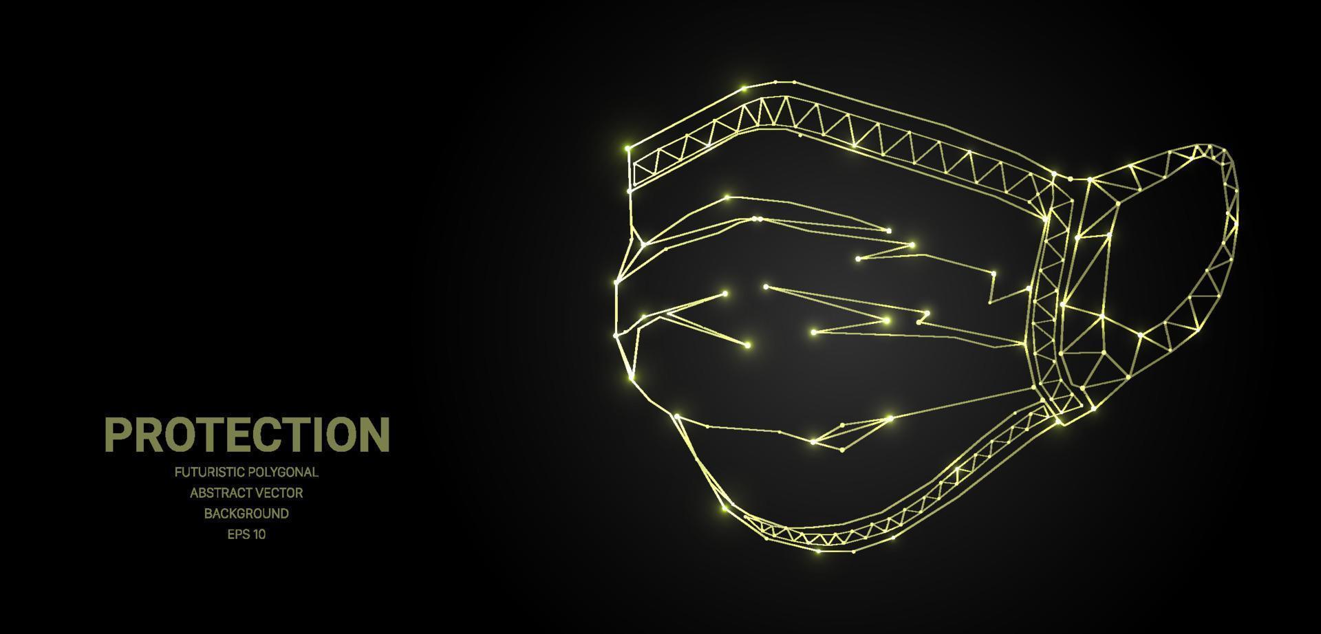 Polygonal wireframe mesh futuristic with medicine face mask sign on dark background. Vector lines, dots and triangle shapes, connecting network, digital molecules technology, connection structure.