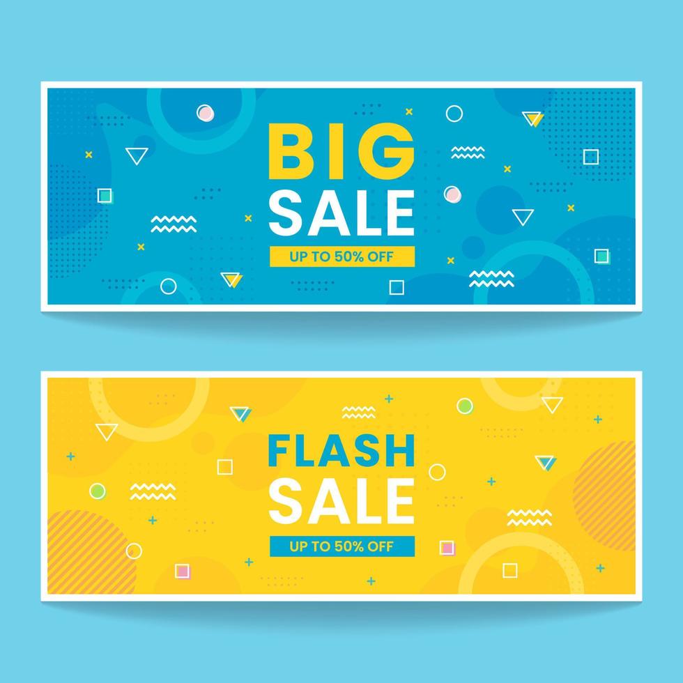 memphis horizontal abstract banner set vector