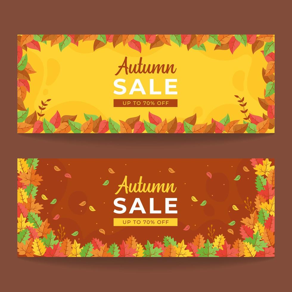 autumn horizontal banner design with leaves vector