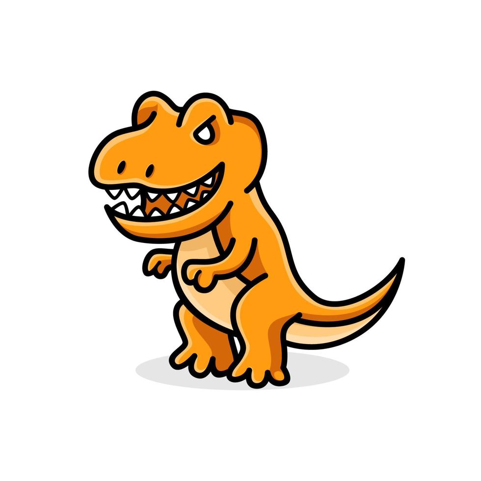 pequeño dinosaurio naranja lindo. diseño de ilustración vectorial simple de animal de dibujos animados vector